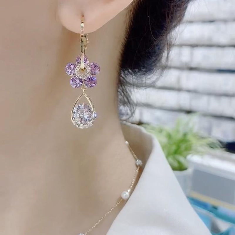 Boucles d'oreilles fleurs en cristal
