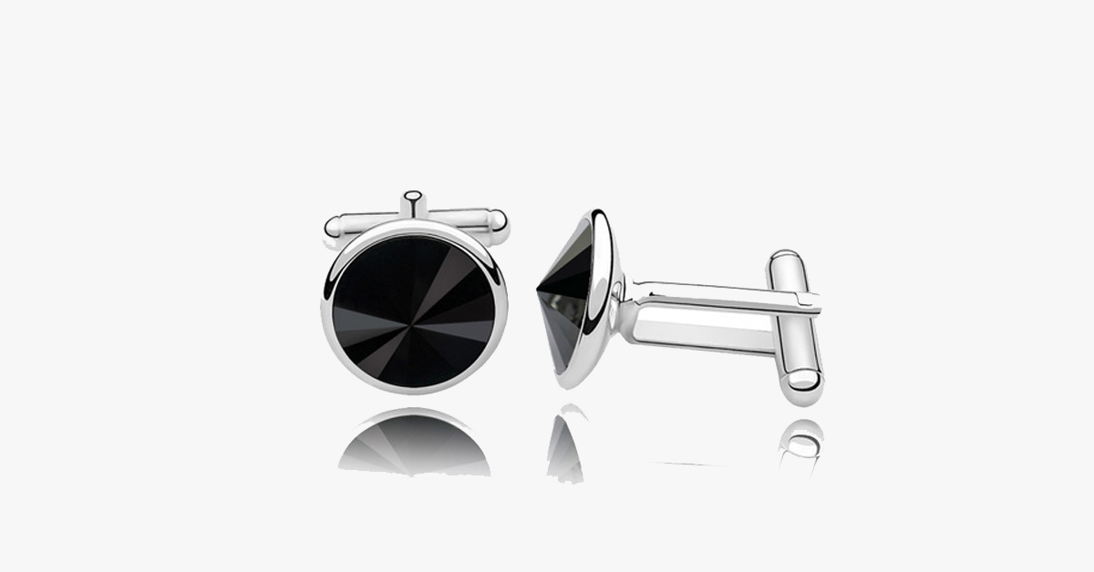 Boutons de manchette en strass platine