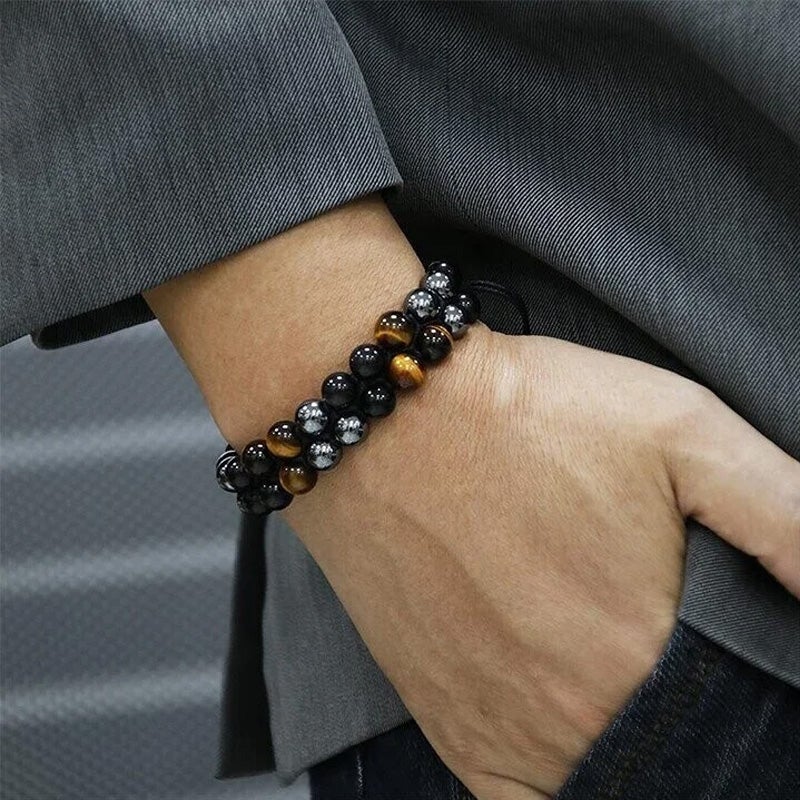 Bracelet en pierres précieuses double épaisseur
