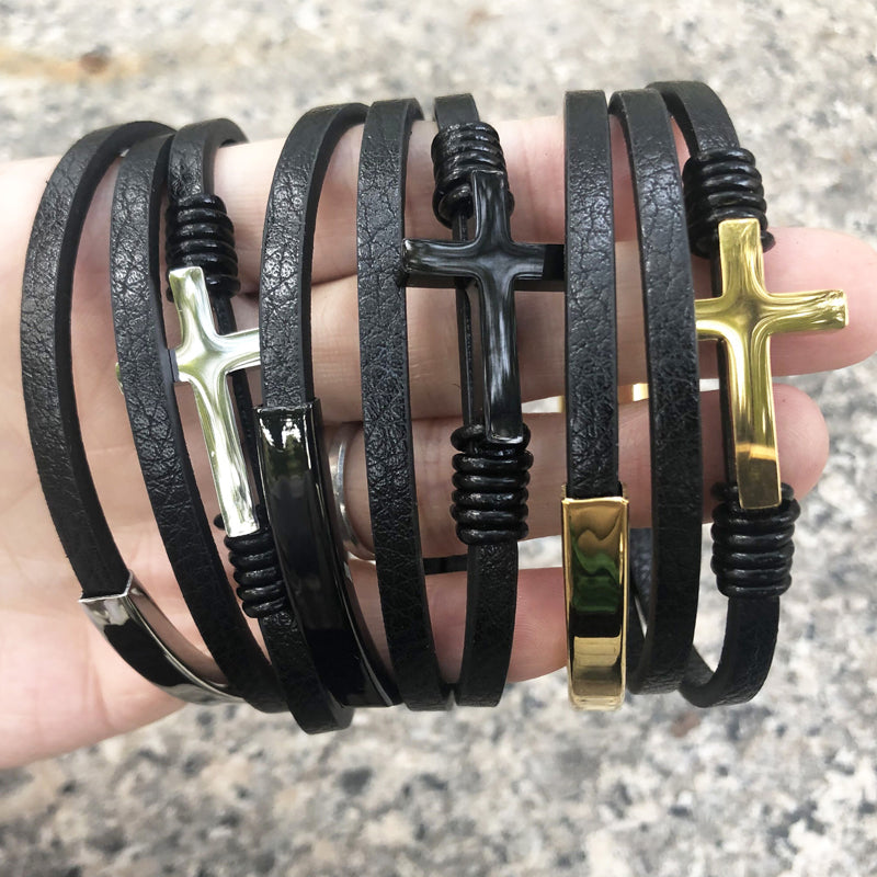 Bracelet croix multicouche