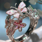 Bague fleur papillon ajustable