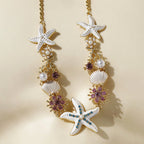 Collier perles, coquillage et étoile de mer