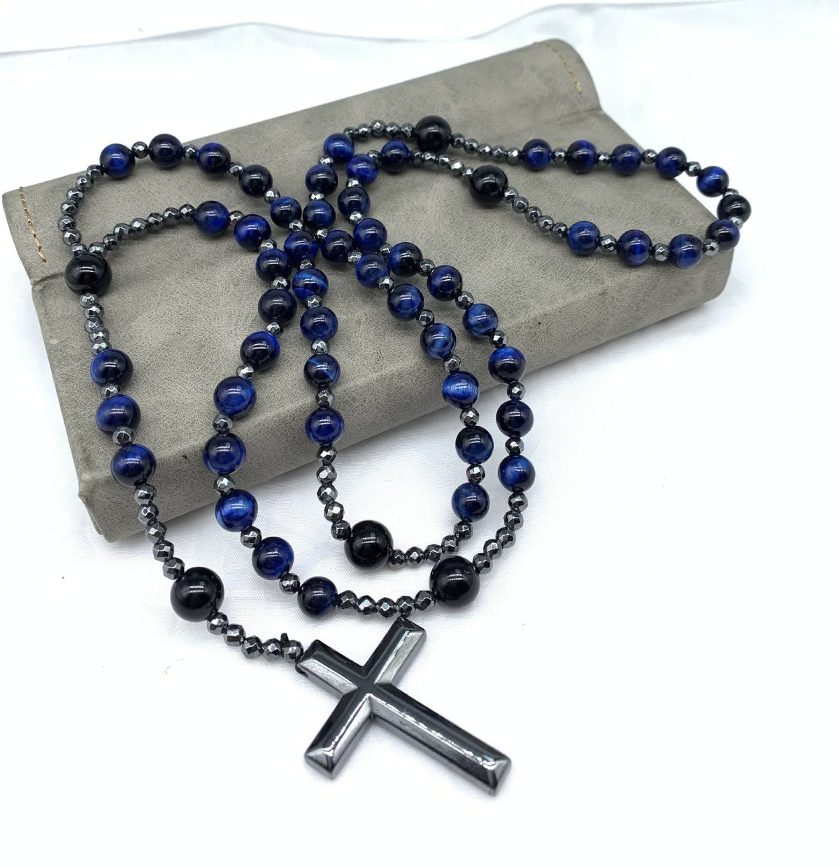 Collier spirituel Orion avec œil de tigre et lapis-lazuli