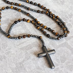 Collier spirituel Orion avec œil de tigre et lapis-lazuli