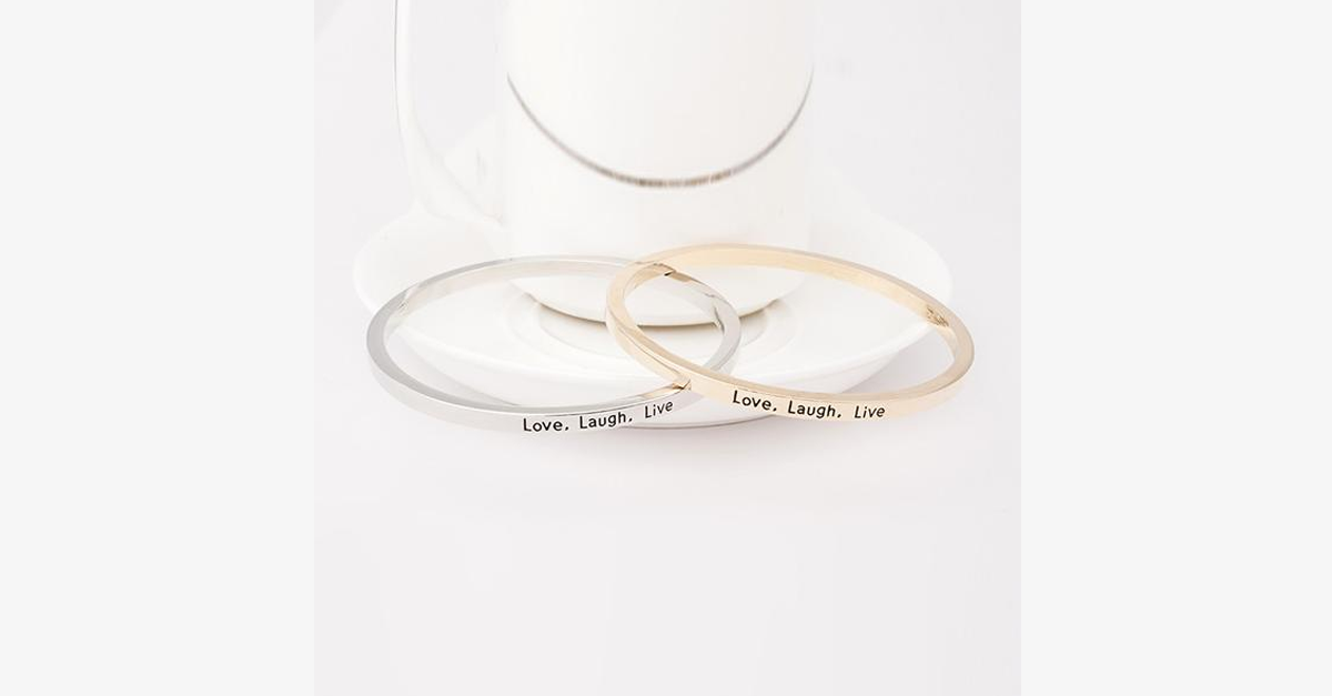 Bracelet jonc gravé Love Laugh Live