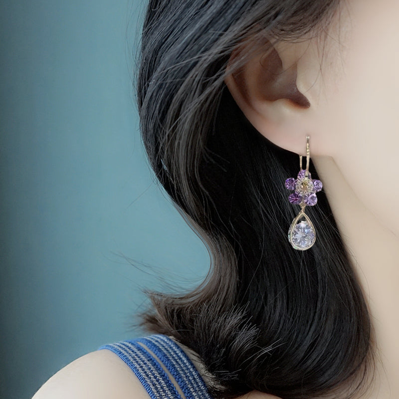 Boucles d'oreilles fleurs en cristal