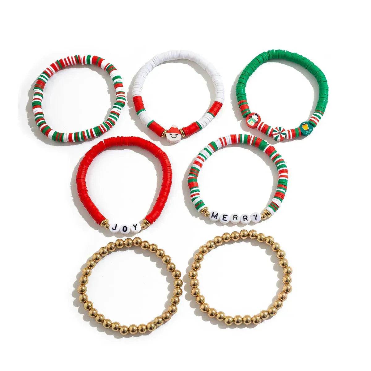 Ensemble de bracelets de Noël en pâte polymère