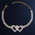 Chevillère double cœur avec strass