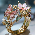 Bague fleur papillon ajustable