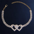 Chevillère double cœur en strass
