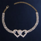 Chevillère double cœur en strass