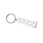 Porte-clés en acier inoxydable "I am strong"