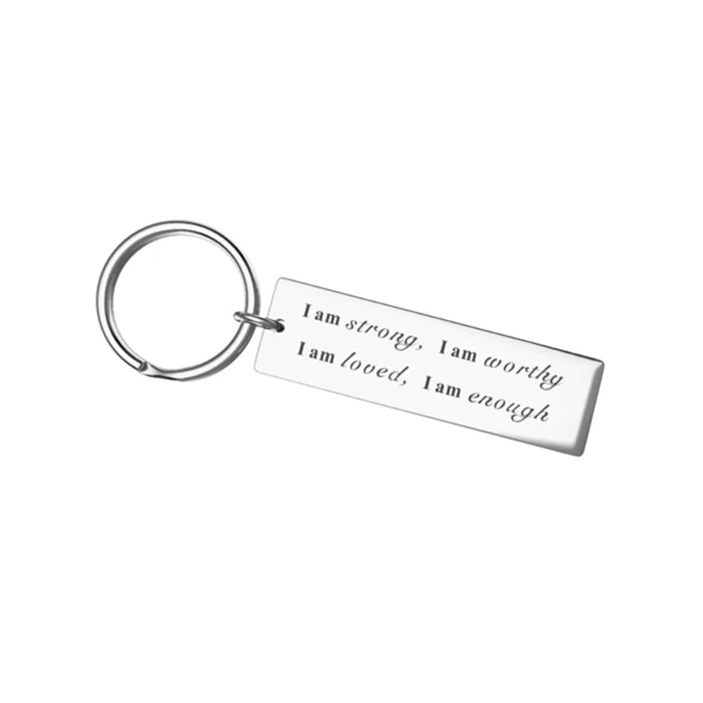 Porte-clés en acier inoxydable "I am strong"