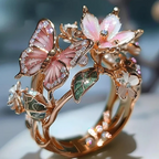 Bague fleur papillon ajustable