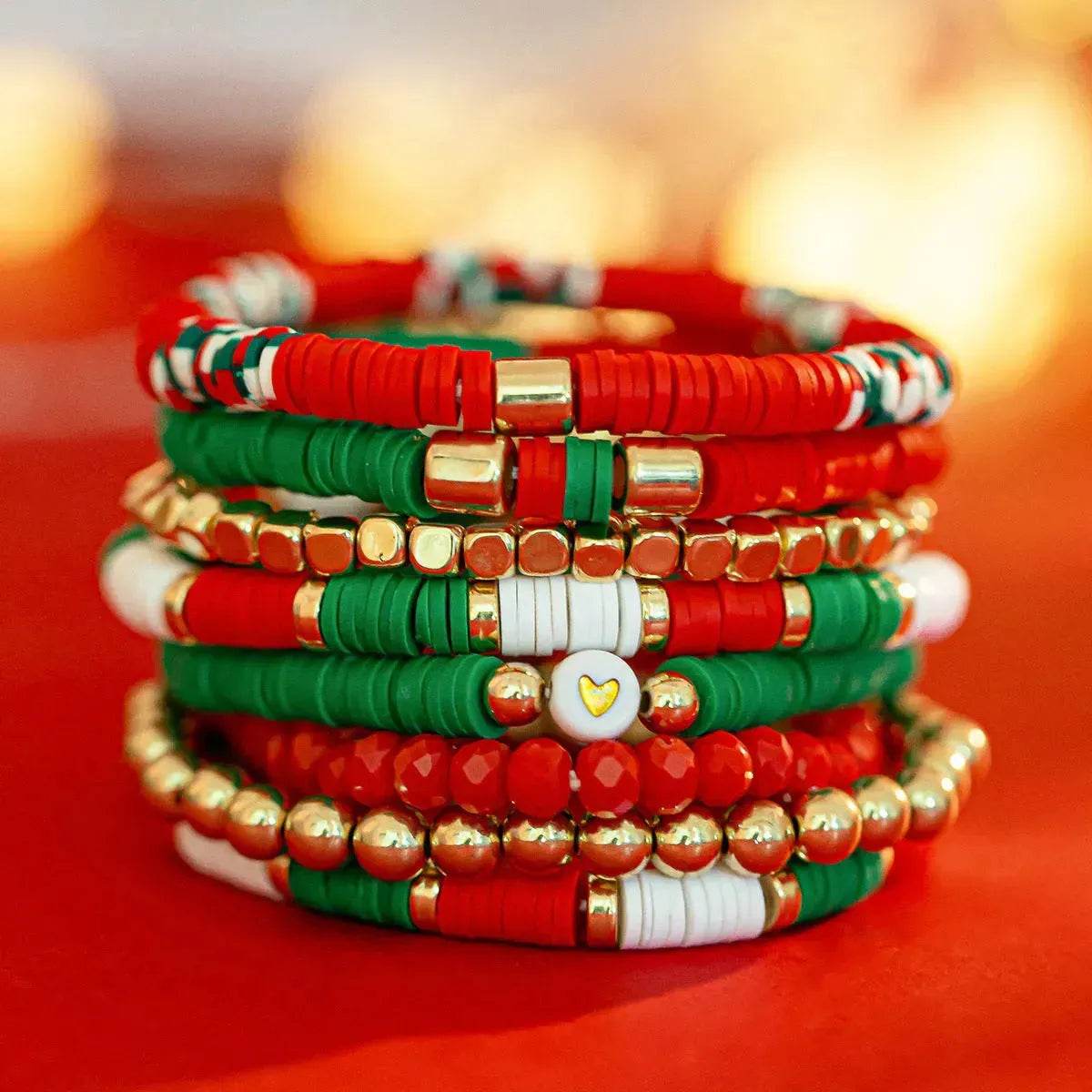 Ensemble de bracelets de Noël en pâte polymère