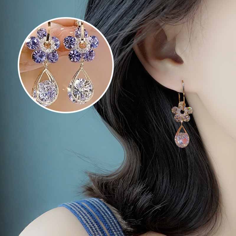 Boucles d'oreilles fleurs en cristal