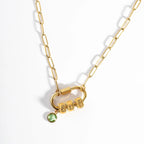 Collier personnalisé mousqueton avec nom et pierre de naissance
