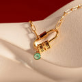 Collier personnalisé mousqueton avec nom et pierre de naissance