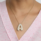 Collier initiale chunky bubble à strass