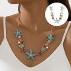 Collier perles, coquillage et étoile de mer