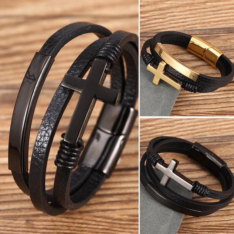 Bracelet croix multicouche