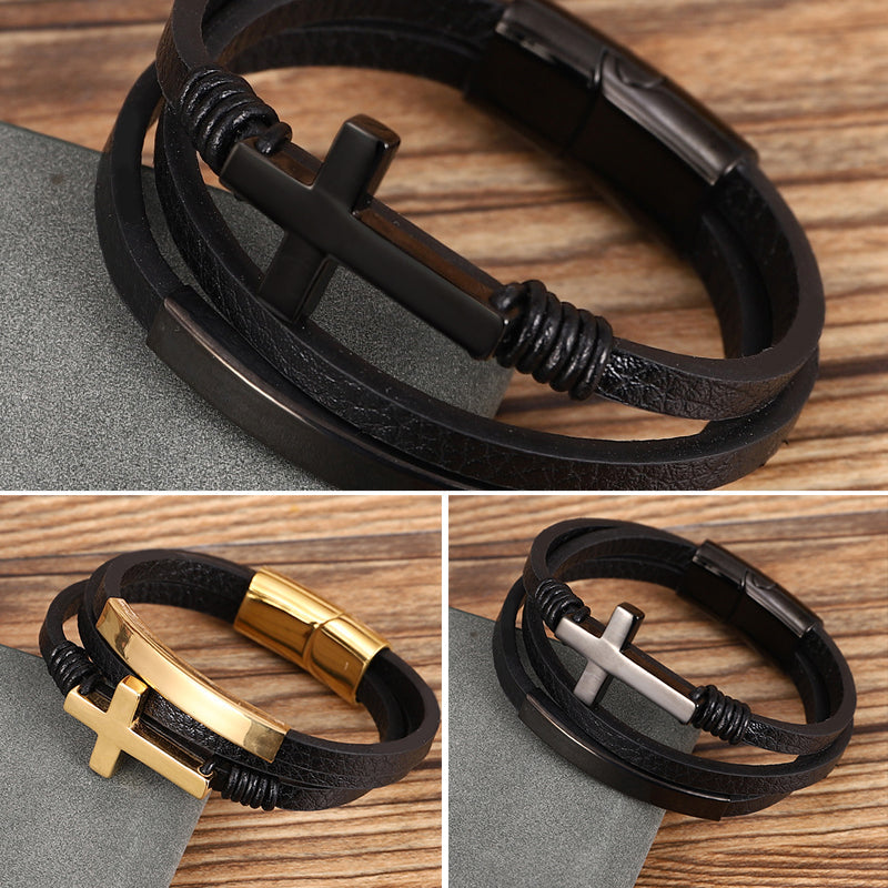 Bracelet croix multicouche