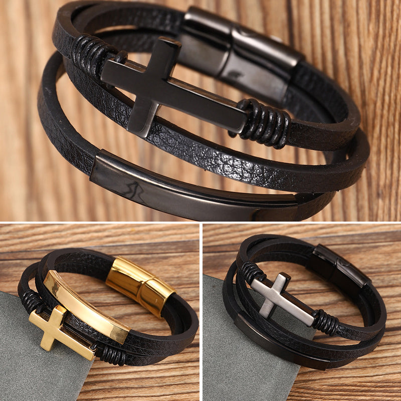 Bracelet croix multicouche