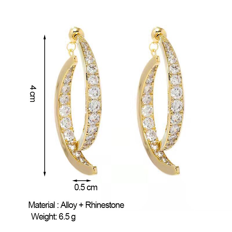 Boucles d'oreilles géométriques en strass style coréen