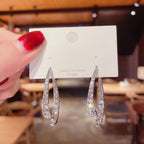 Boucles d'oreilles géométriques en strass style coréen