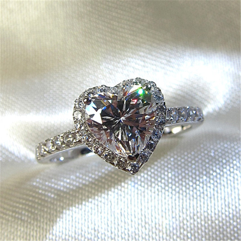 Bague cœur en zircone