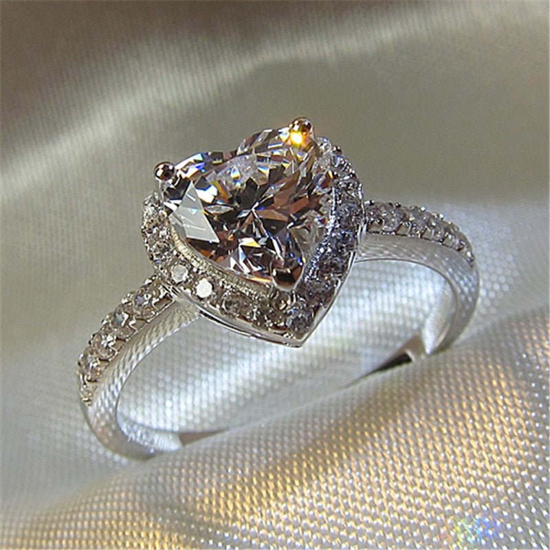 Bague cœur en zircone
