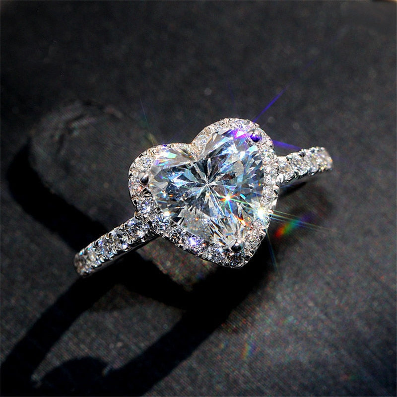 Bague cœur en zircone