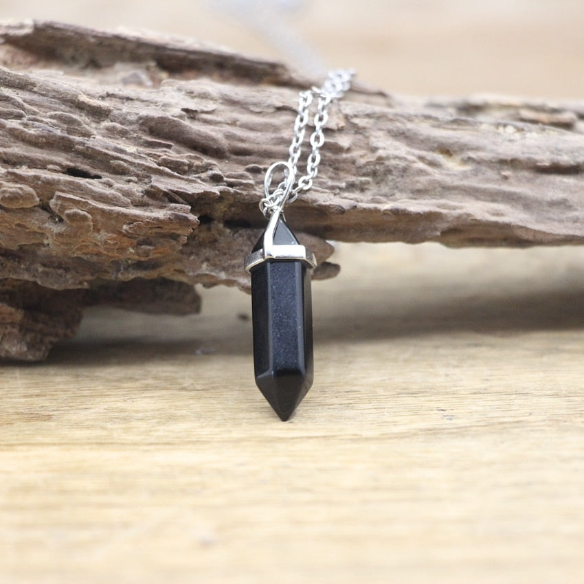 Collier chakra en pierre naturelle hexagonale