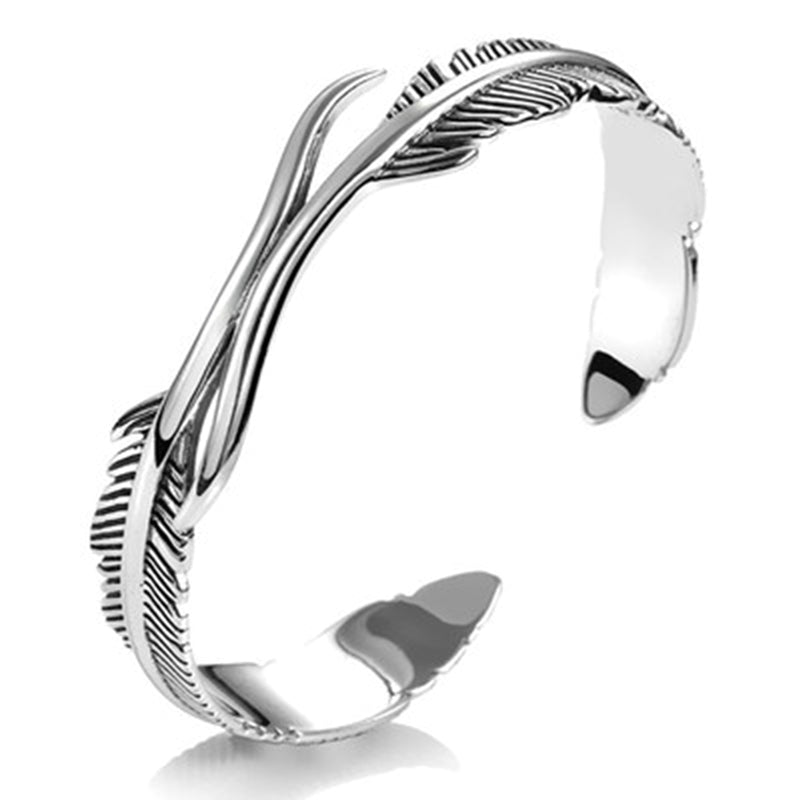 Bracelet ajustable élégant avec plumes en argent