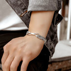 Bracelet ajustable élégant avec plumes en argent