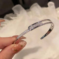 Bracelet ouvert en argent sterling 925 avec zircone