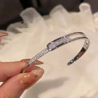 Bracelet ouvert en argent sterling 925 avec zircone