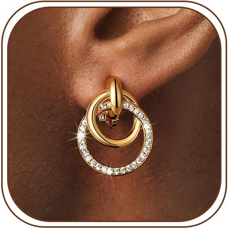 Boucles d'oreilles pour femme au design double anneau élégant