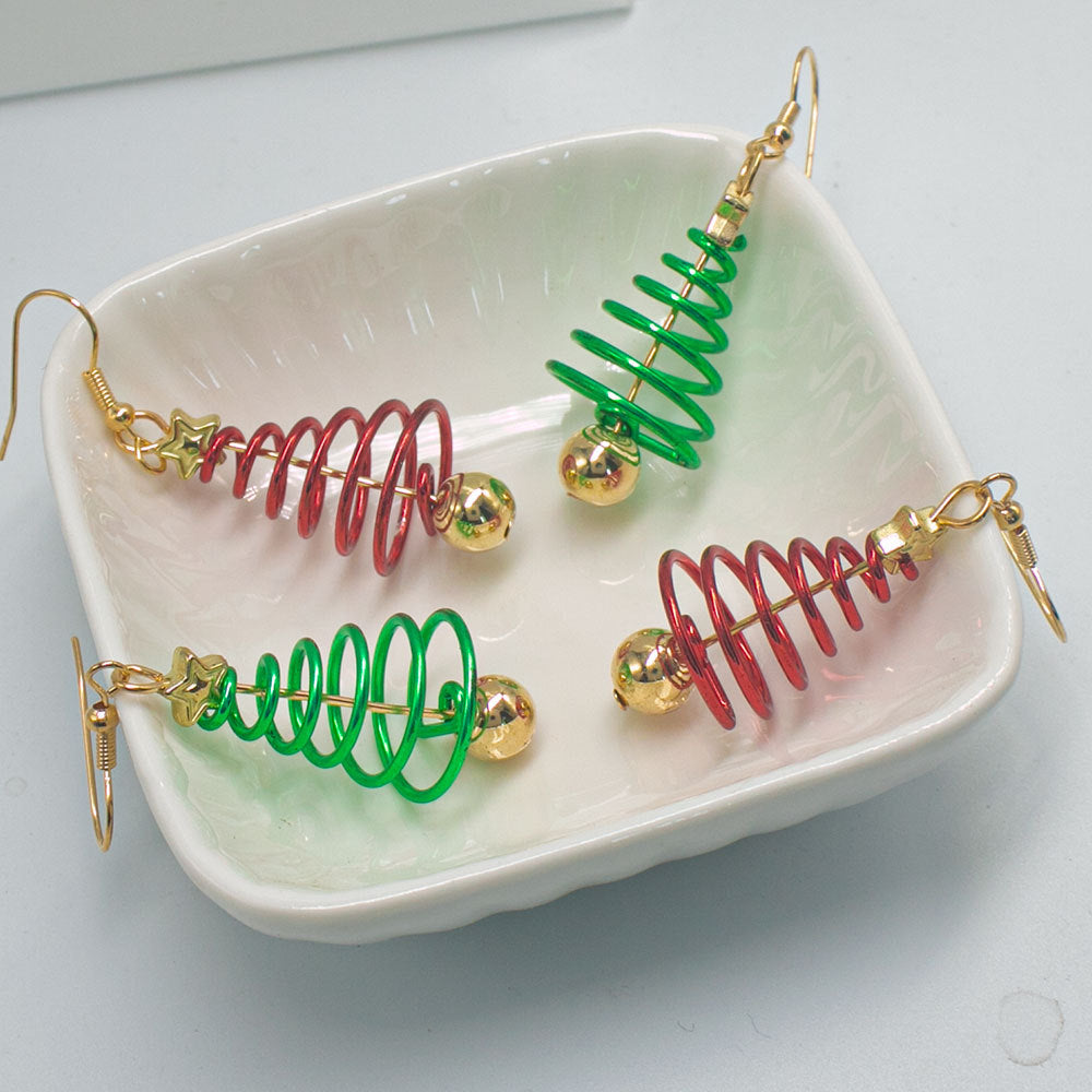 Boucles d'oreilles pendantes sapin de Noël fantaisie
