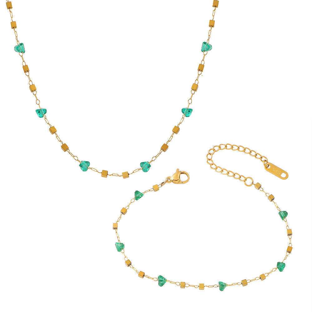 Bracelet délicat à perles géométriques pour femme