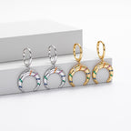 Boucles d'oreilles pour femme en argent sterling 925 et zircons colorés