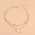 Chevillère double chaîne charm lune