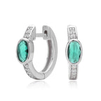 Boucles d'oreilles pendantes avec zircon ovale et monture en argent 925 doré