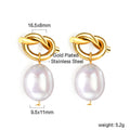 Boucles d'oreilles pendantes pour femme avec nœud et perles d'eau douce