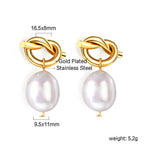 Boucles d'oreilles pendantes pour femme avec nœud et perles d'eau douce