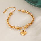 Bracelet pour femme avec pendentif cœur et tresse
