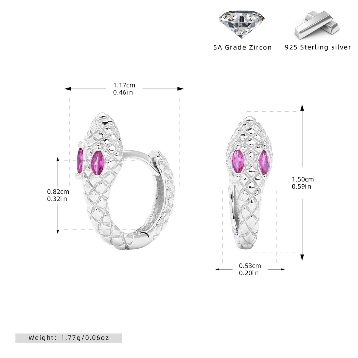Boucles d'oreilles pendantes pour femmes motif serpent avec zircons