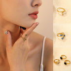Bague pour femme avec cristal élégant et finition dorée