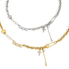 Collier pour femme avec pendentifs étoile et cœur en acier inoxydable