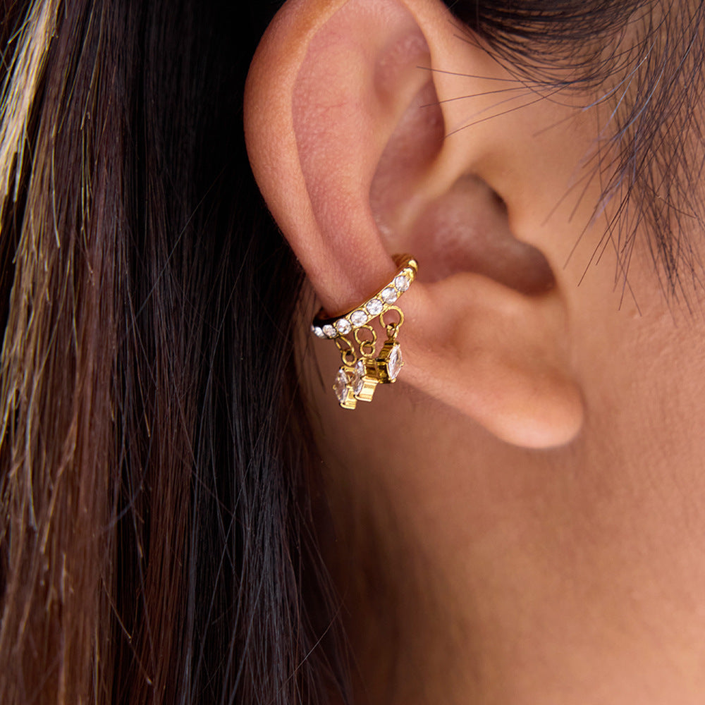 Ear cuff haute couture élégant pour femme avec cristaux